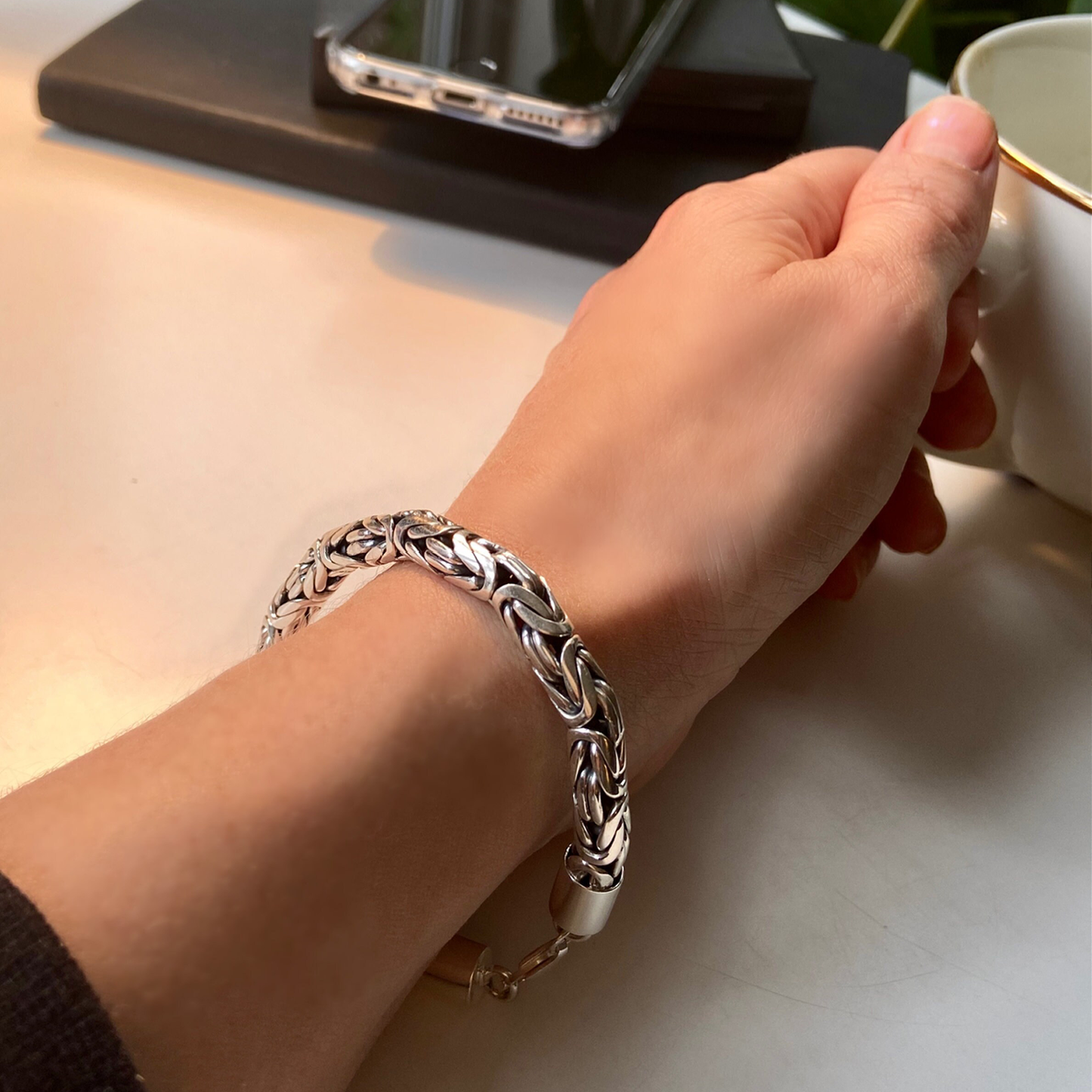Ladies Byzantine Borobudur Silver Bracelet