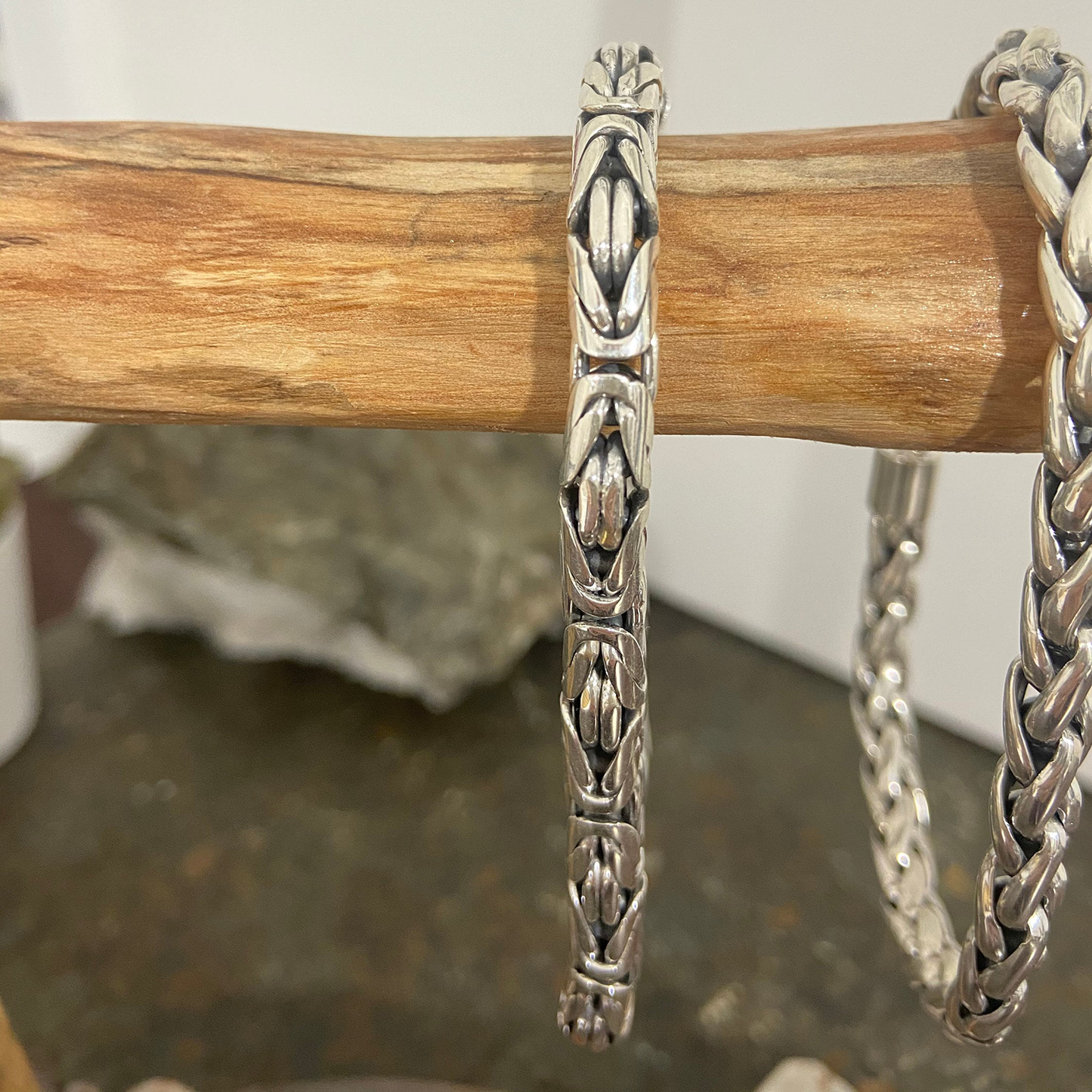 Mens Borobudur Byzantine Silver Bracelet 6mm