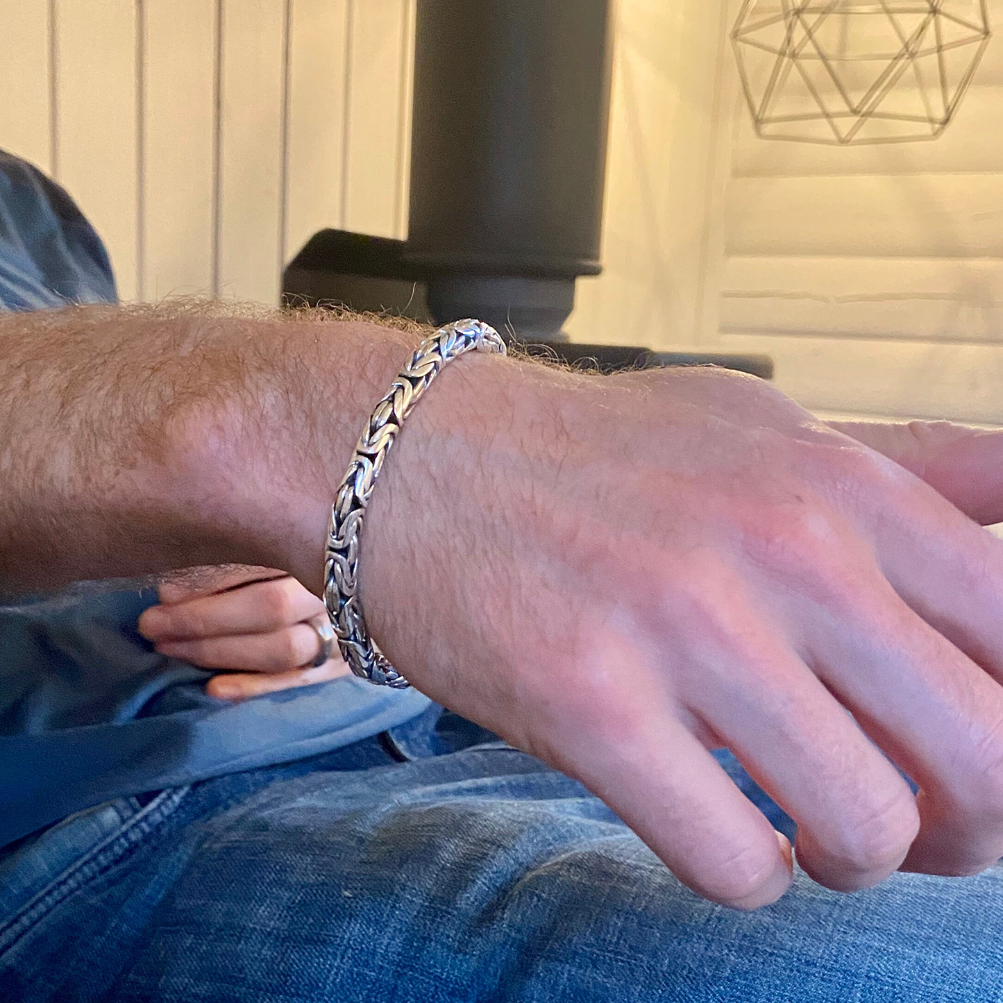 Mens Borobudur Byzantine Silver Bracelet 6mm