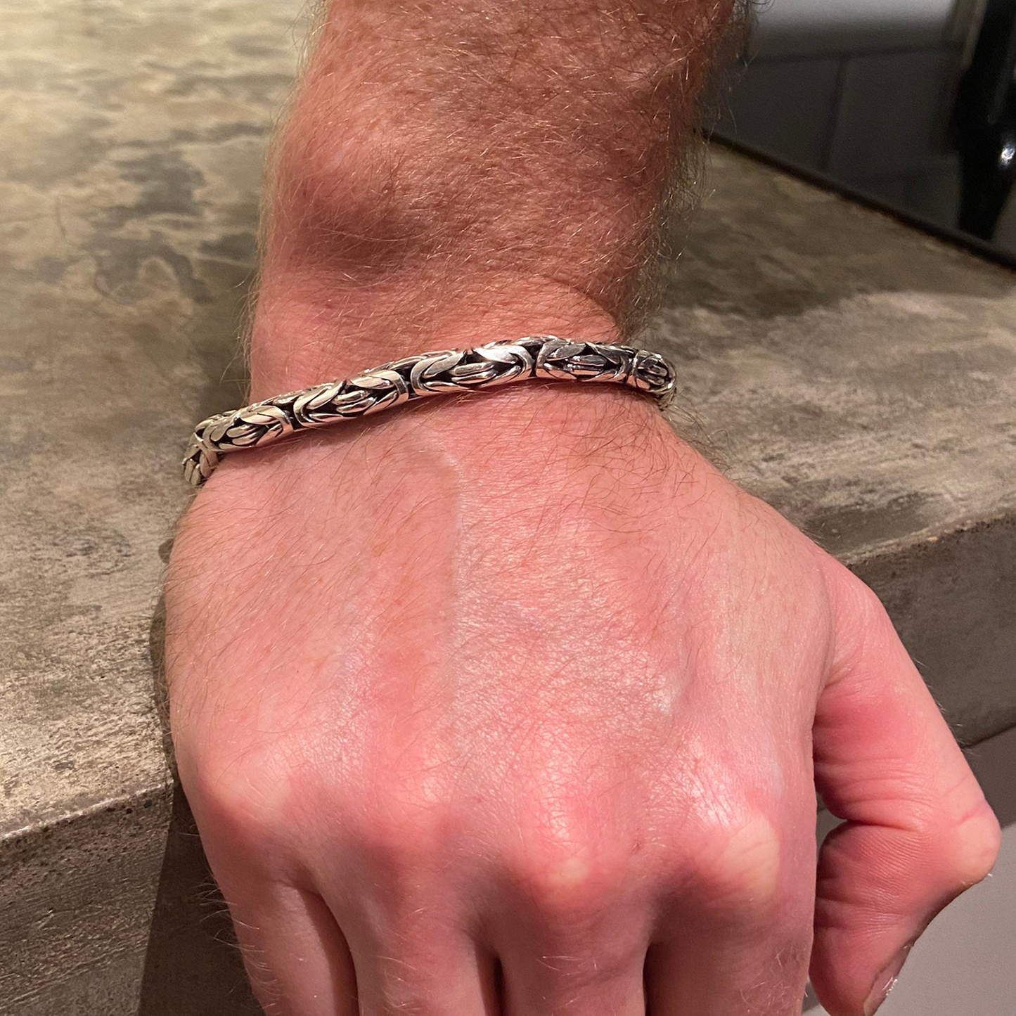 Mens Borobudur Byzantine Silver Bracelet 6mm