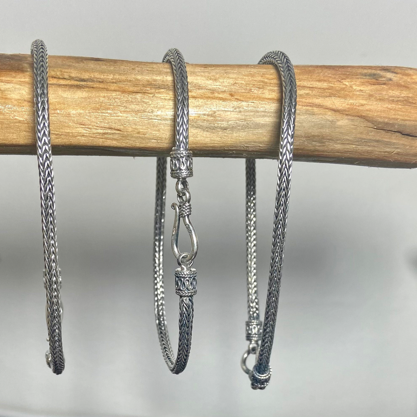 Mens 3mm Silver Snake Bracelet