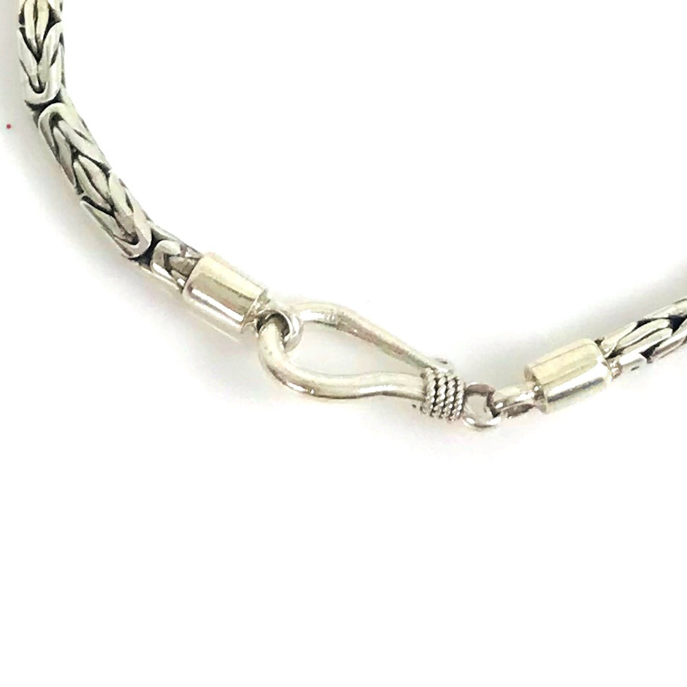 Mens Slim Sterling Silver Bali Bracelet