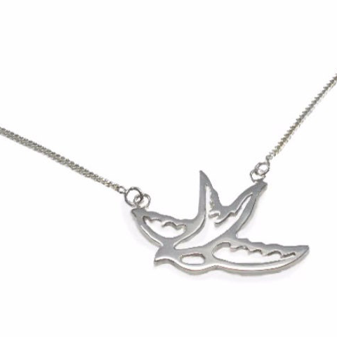 Ladies Bluebird Necklace Sterling Silver