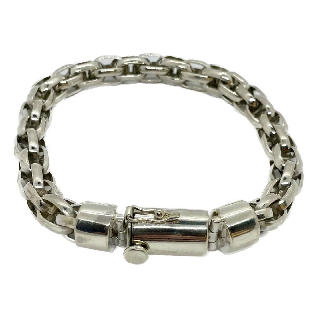 Mens Oval Link Silver Bracelet