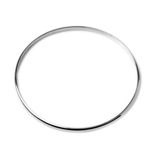 Ladies Round Silver Bangle Flat inside | Solid Stacker Bracelet 