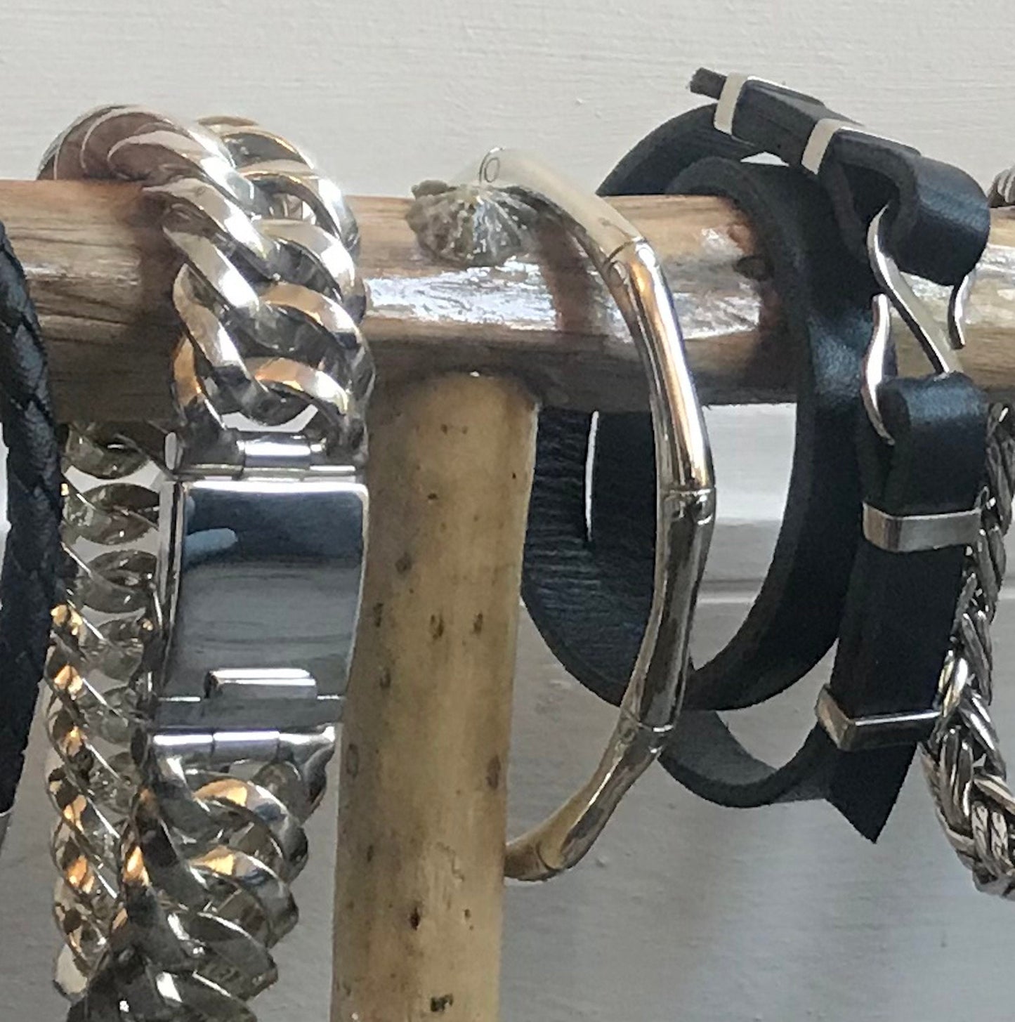 Mens Bracelet Solid Silver Bamboo