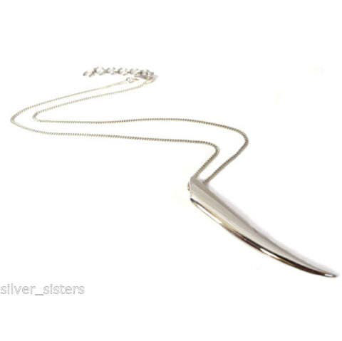 Silver Pendant Tooth Horn Husk Necklace 
