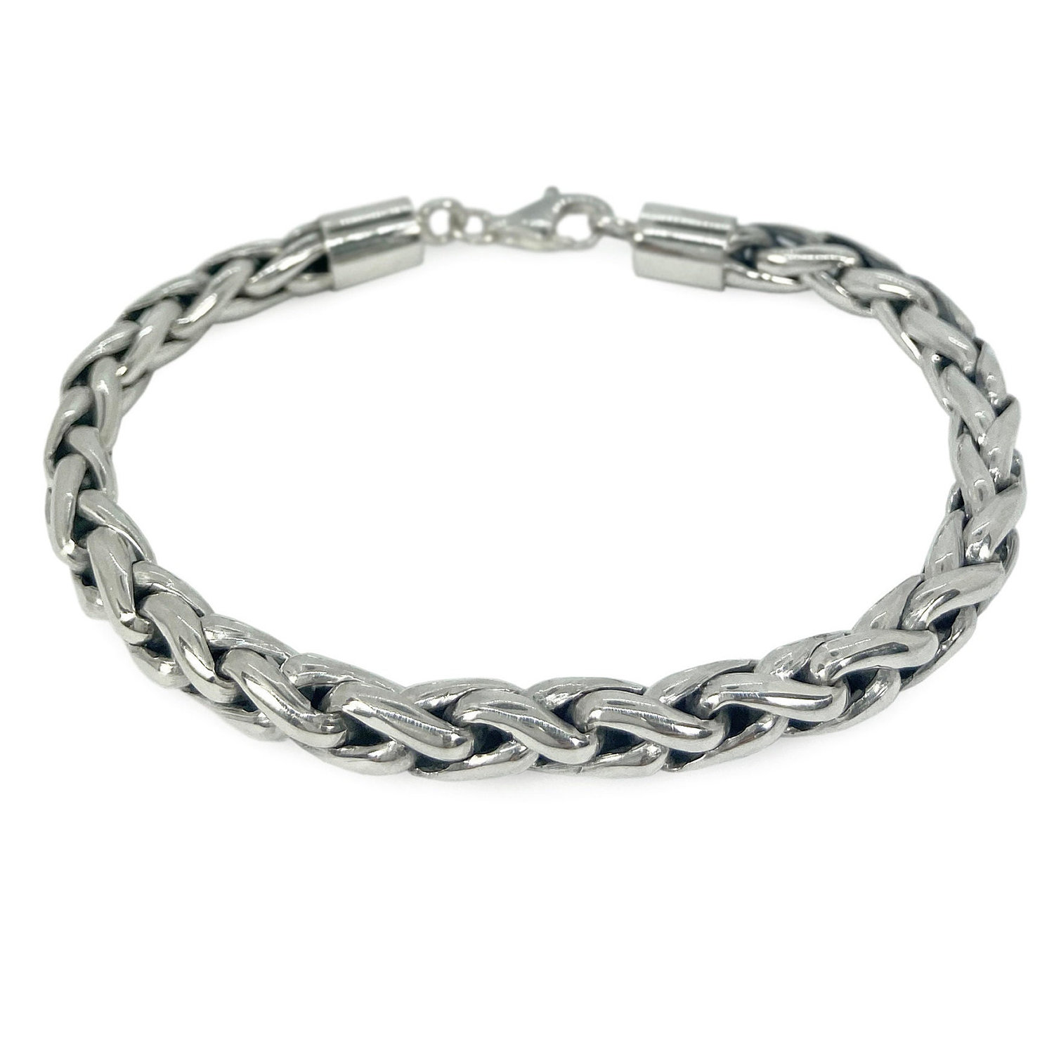 Mens Silver Bracelet Rope Woven 6mm