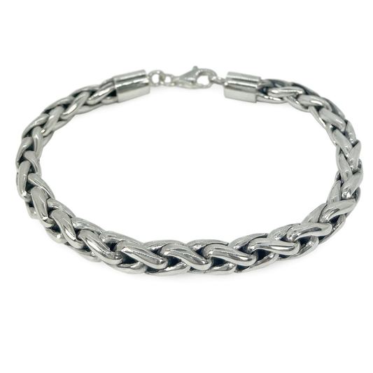 Mens Silver Bracelet Rope Woven 6mm