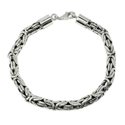 Mens Borobudur Byzantine Silver Bracelet 6mm