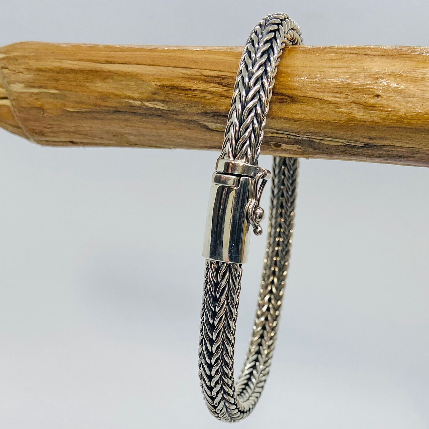 Sterling Silver Ladies Silver Balinese Snake Woven Bracelet