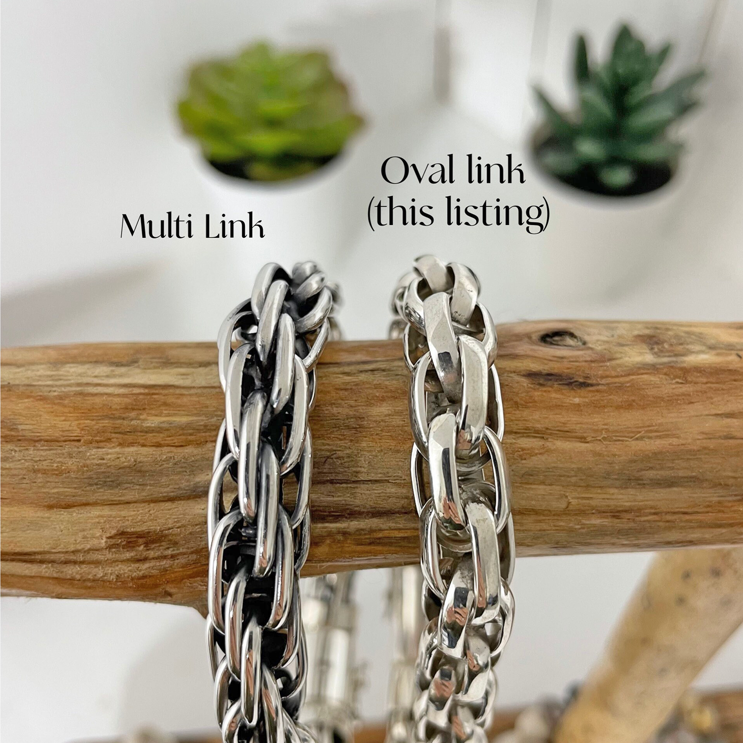 Multi Link and Oval Link Silver Bracelets
