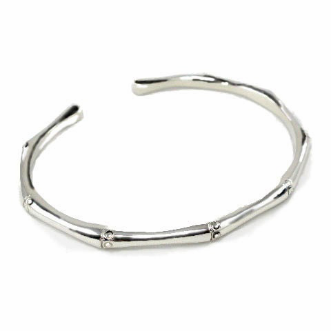 Ladies Silver Bamboo Torque Bracelet | Round Bangle Panda Bamboo Design 