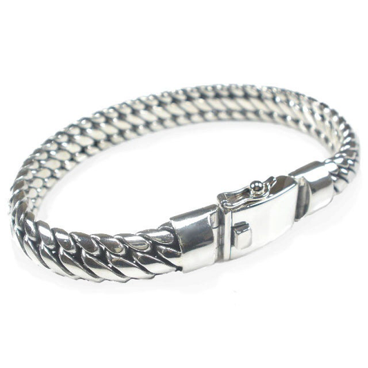 Solid Sterling Silver Mens Bracelet Unusual Heavy Chunky Braided Design